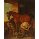 A Miller (English school, 20th century), A farrier at work (after "Shoeing" by Edwin Landseer),