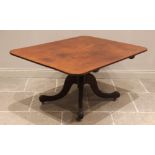 A 19th century mahogany centre/breakfast table, the rectangular tilt top with rounded corners upon a