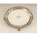 A silver salver, J B Chatterley & Sons Ltd, Birmingham 1967, of shaped circular form with gadroon