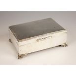 A silver cigarette box, J B Chatterley & Sons Ltd, Birmingham 1962, of rectangular form, the cover