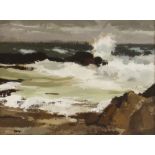 Donald McIntyre (British, 1923-2009), "Breaking Sea", Acrylic on board, Initialled lower left,