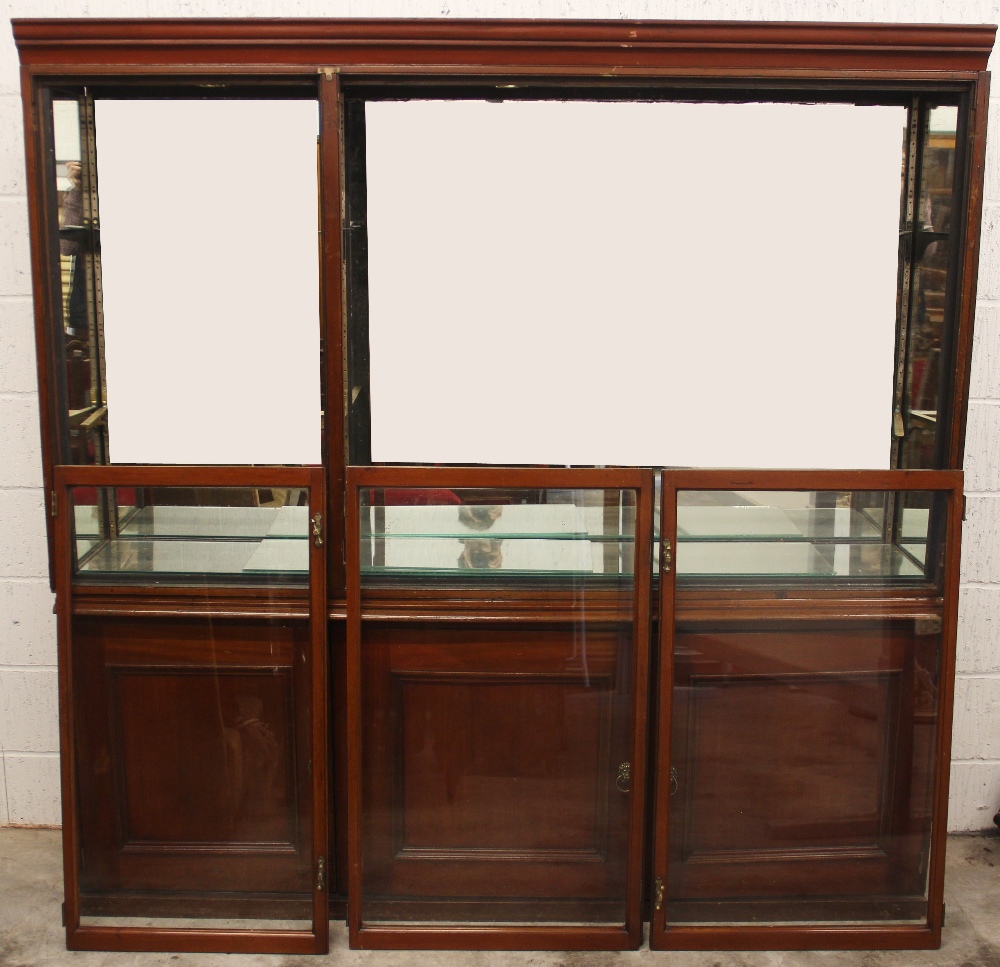 A late 19th/early 20th century and later stained wood museum display cabinet, the moulded cornice - Image 2 of 2