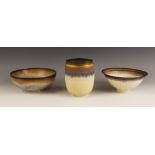 Hazel Johnston (1933 - 2011), a porcelain studio pottery bowl with flared rim and cylinder foot, the