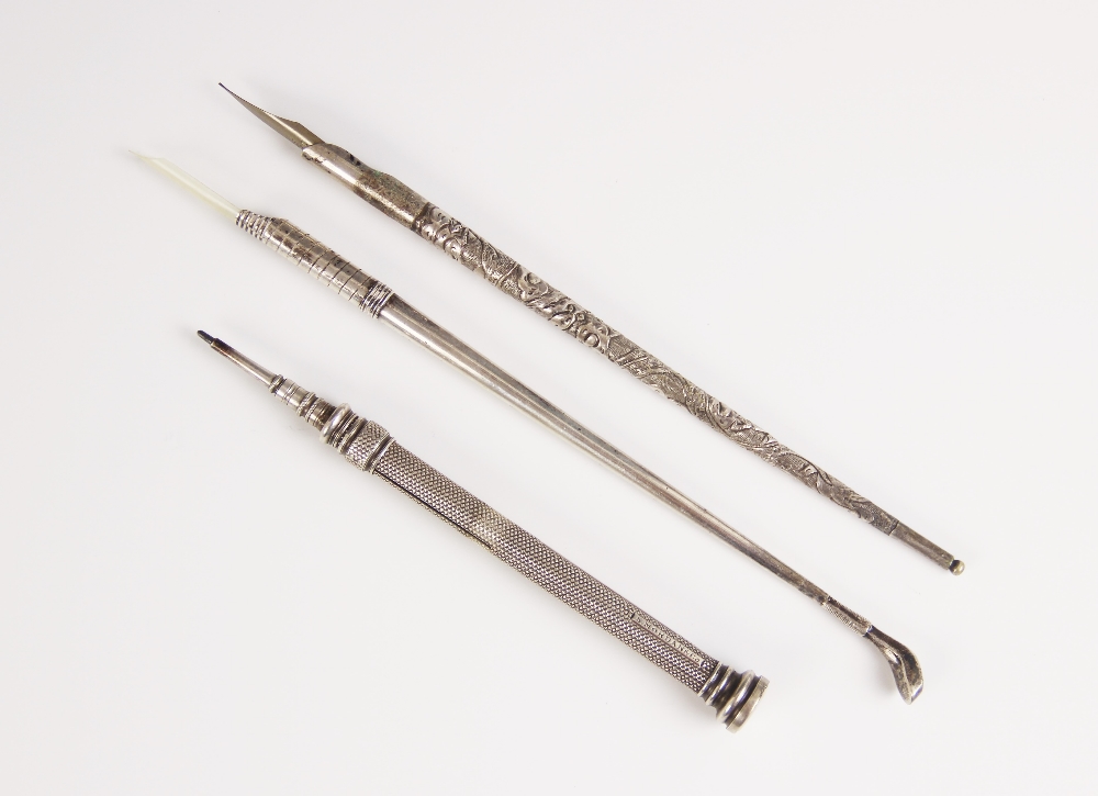 A Victorian silver propelling pencil, Sampson Mordan, London 1872, of typical form with engine