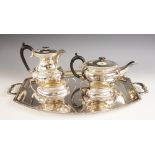 An early 20th century silver plated tea service by Davis & Sons of Glasgow, comprising teapot, hot