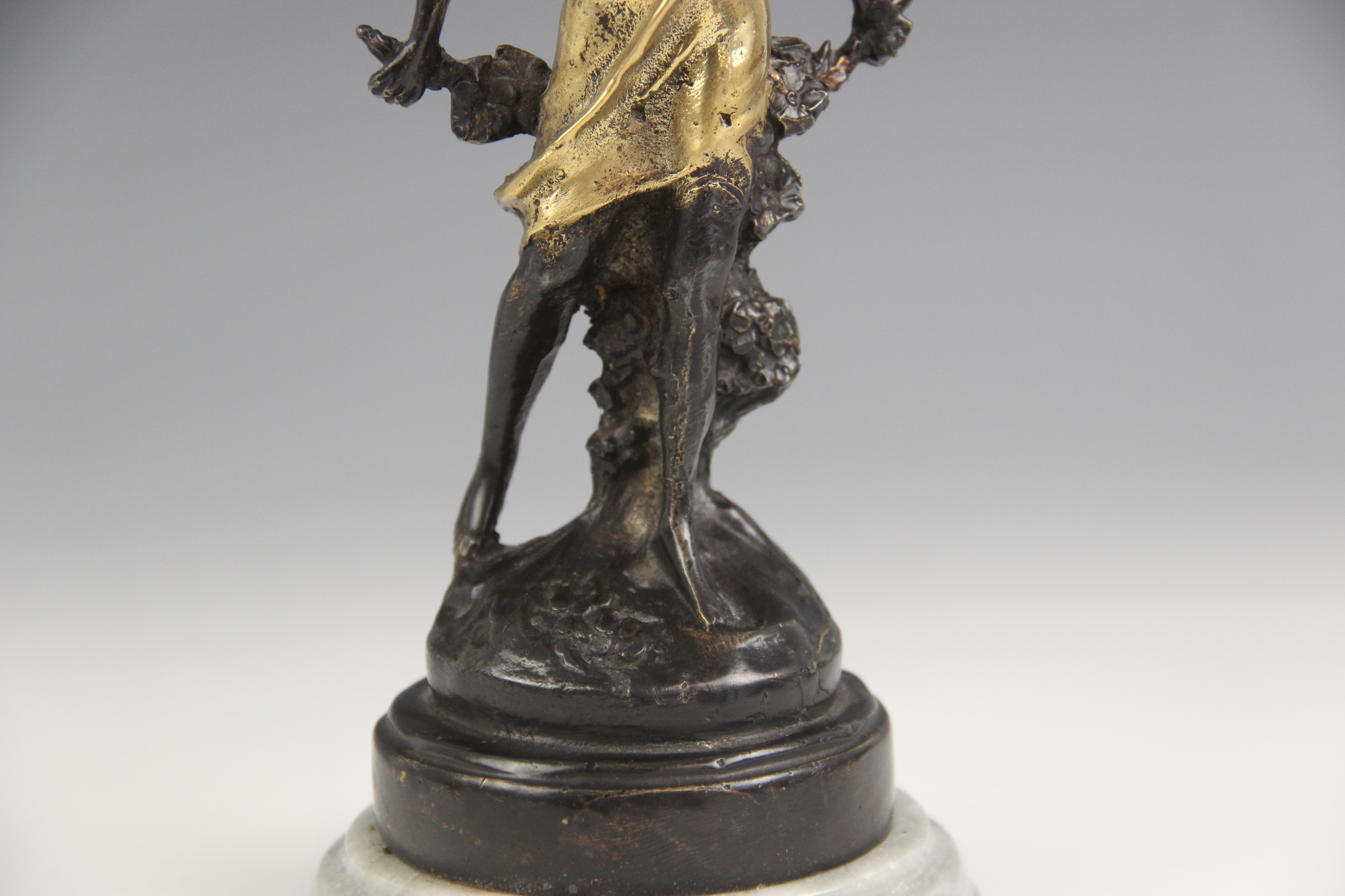 After Auguste Moreau (1834-1917), a pair of nymphs, each parcel gilt bronze patinated figure - Image 11 of 14