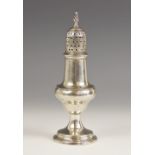 A George III silver sugar caster, London 1786 (maker's marks worn), of baluster form on pedestal