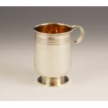 A George VI silver christening mug, S Blanckensee & Son Ltd, Chester 1939, of tapering cylindrical
