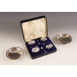 A cased set of four Victorian silver open salts, Henry Matthews, Birmingham 1897, each of compressed