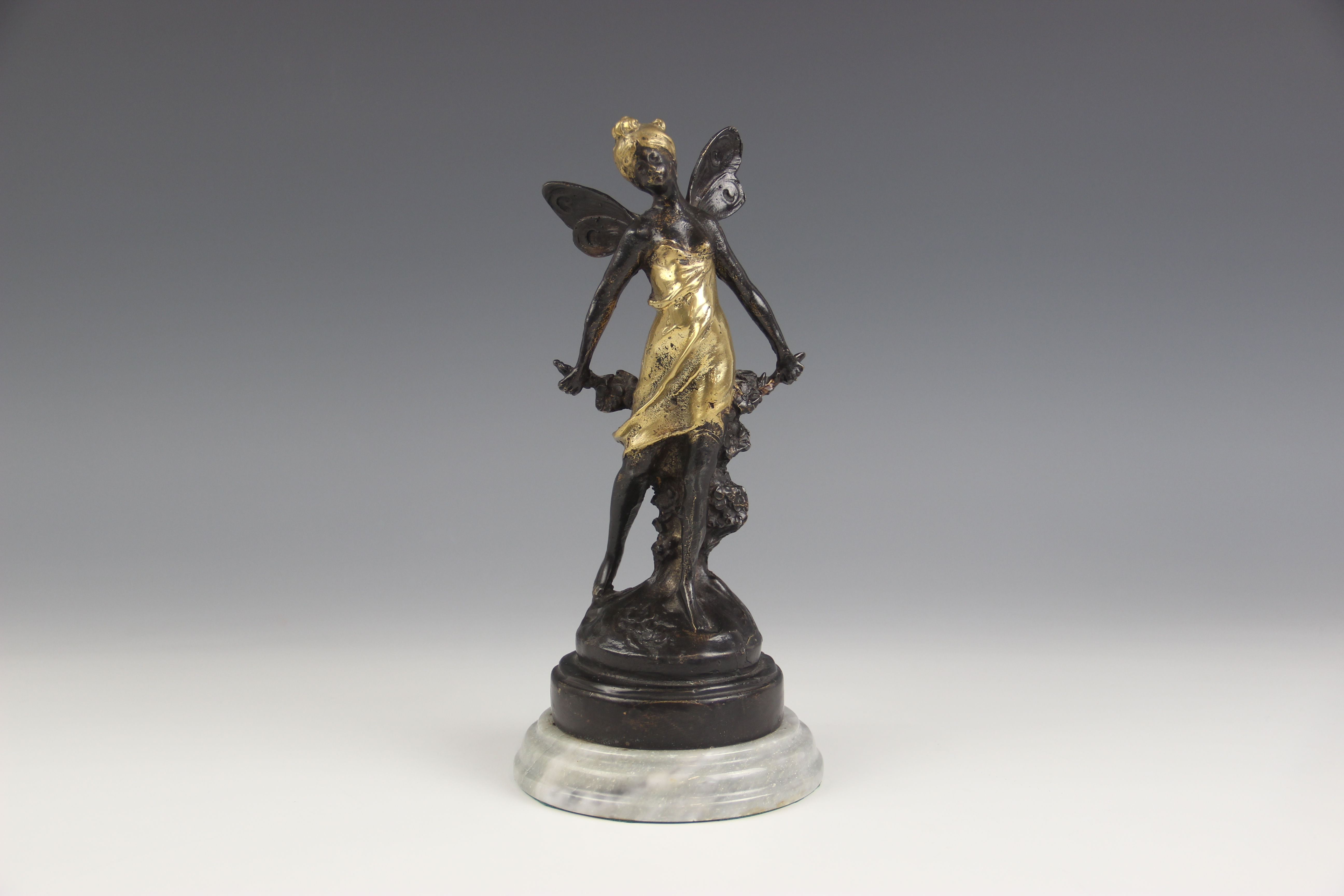 After Auguste Moreau (1834-1917), a pair of nymphs, each parcel gilt bronze patinated figure - Image 6 of 14