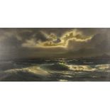 Arnold Beardsley (Britsh, 20th century), Moonlit waves, Oil on canvas, Signed lower left, 39cm x