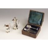 A Victorian/Edwardian harlequin travelling communion set, comprising a silver salver, 8.3cm diameter