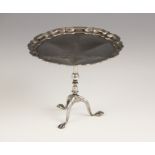 An Edwardian novelty miniature silver tripod table, Goldsmiths & Silversmiths Co Ltd, London 1909,