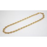 A 14ct gold mariner link chain, lobster claw and loop fastening, 46.5cm long, weight 21.3gms