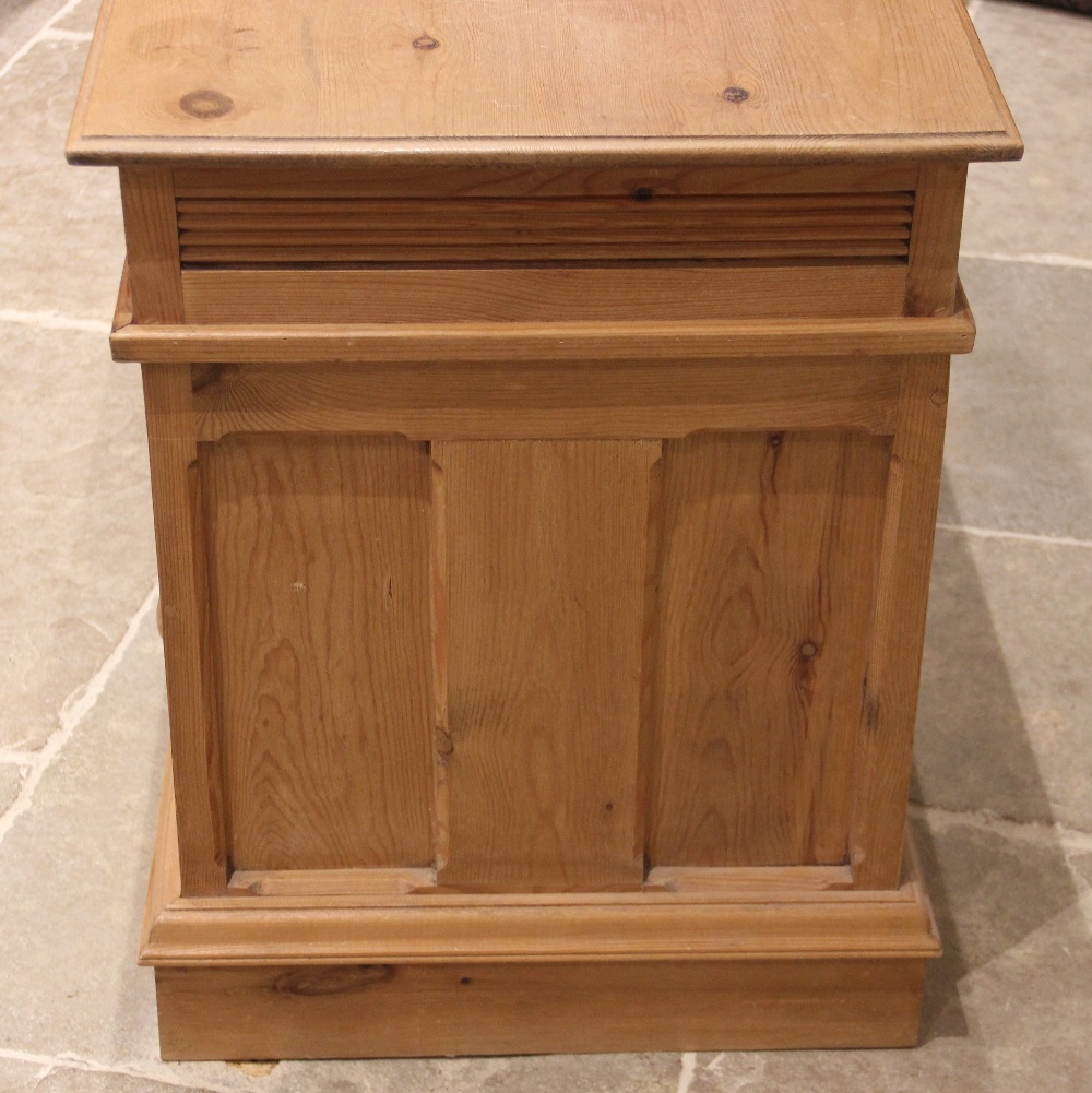 A Victorian style pine twin pedestal desk, late 20th century, the rectangular moulded top over three - Image 2 of 2