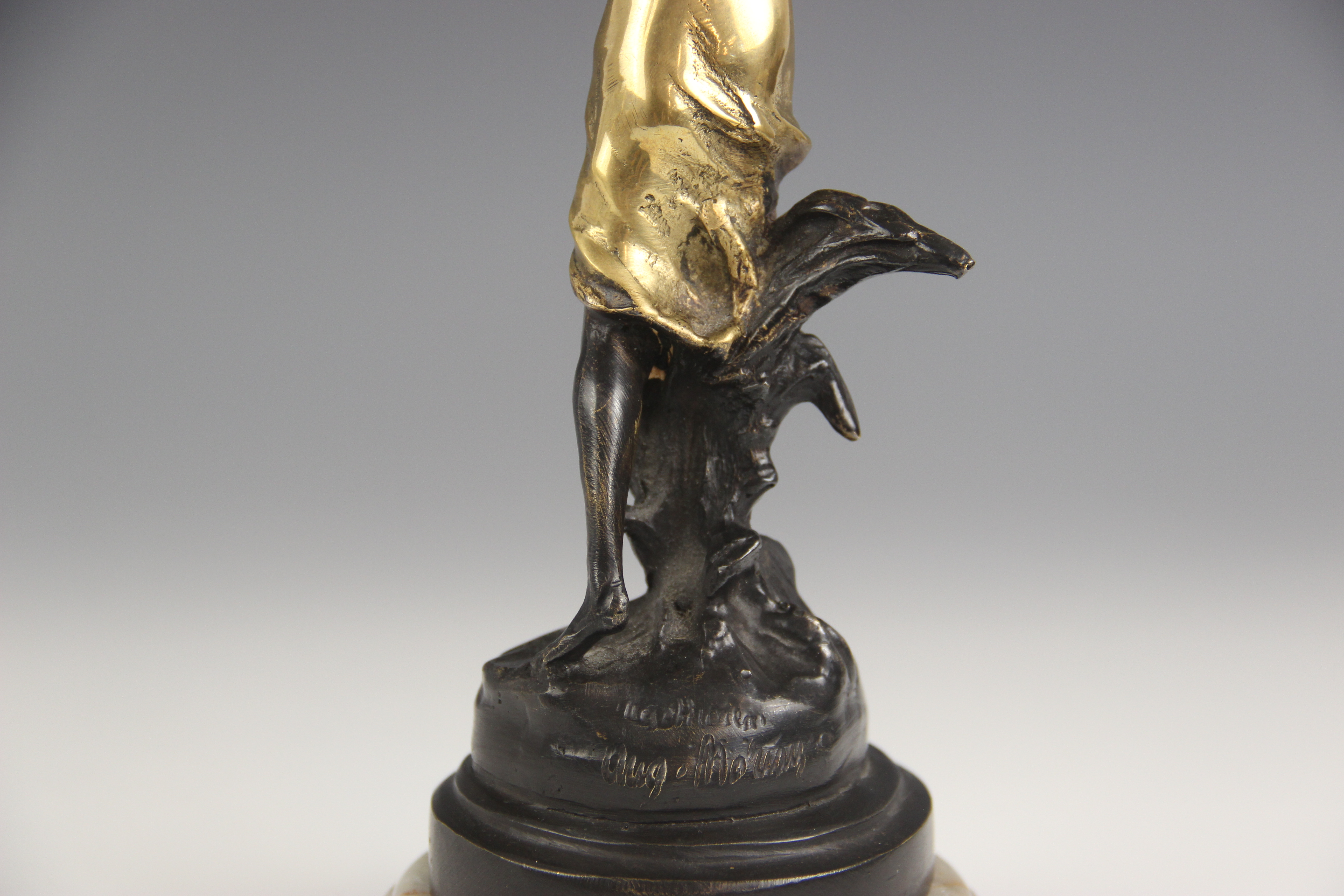 After Auguste Moreau (1834-1917), a pair of nymphs, each parcel gilt bronze patinated figure - Image 13 of 14