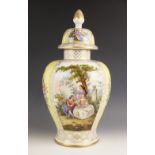 A Dresden porcelain jar and cover of large proportions, late 19th century, the jar of inverted