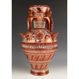 A Cantagali red lustre vase, late 19th or early 20th century, of inverted baluster form, the