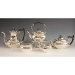 A George V five-piece silver tea and coffee service, Walker & Hall, Sheffield 1919-22, comprising