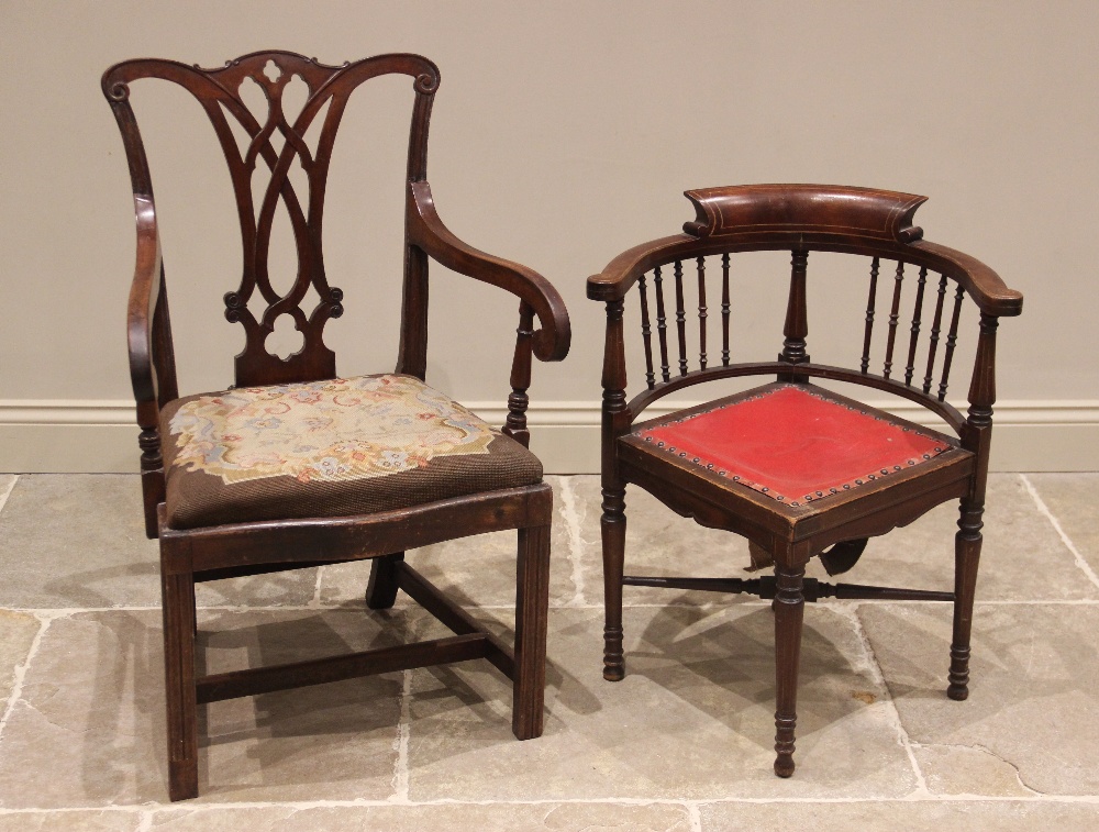 A set of four mahogany rail back dining chairs, mid 19th century, each chair with a concave rail - Image 2 of 2