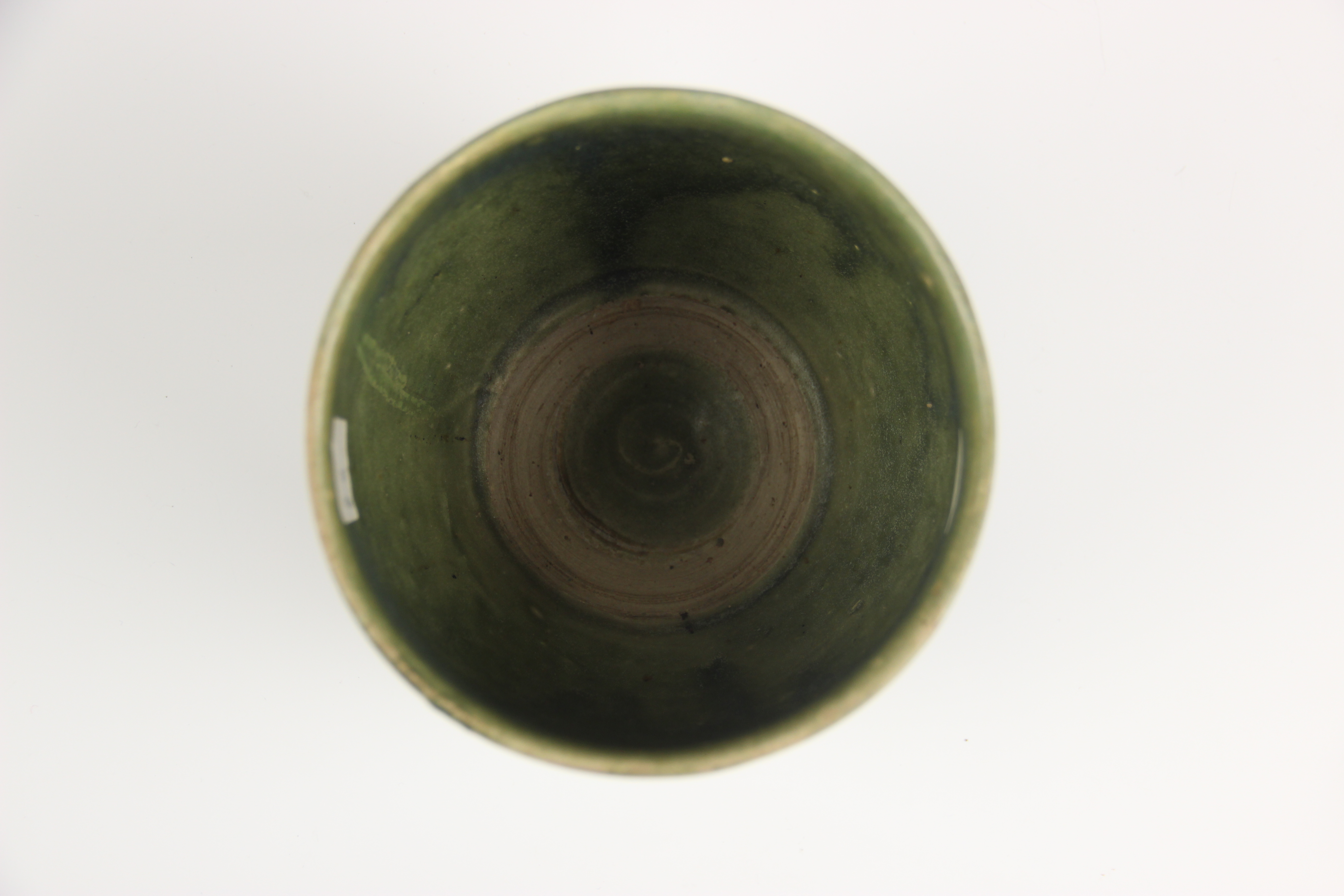 An Anamese pottery vessel, possibly 15th century, the cylindrical vase celadon glazed to the - Image 4 of 9