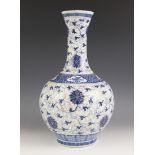 A Chinese porcelain 'Lotus' vase, 19th century, of globular form with cylindrical flared neck,