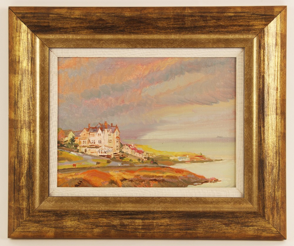 Philippa Jacobs (British, 20th century), "Bull Bay, Angelsey", Oil on board, Signed, titled and - Image 2 of 3