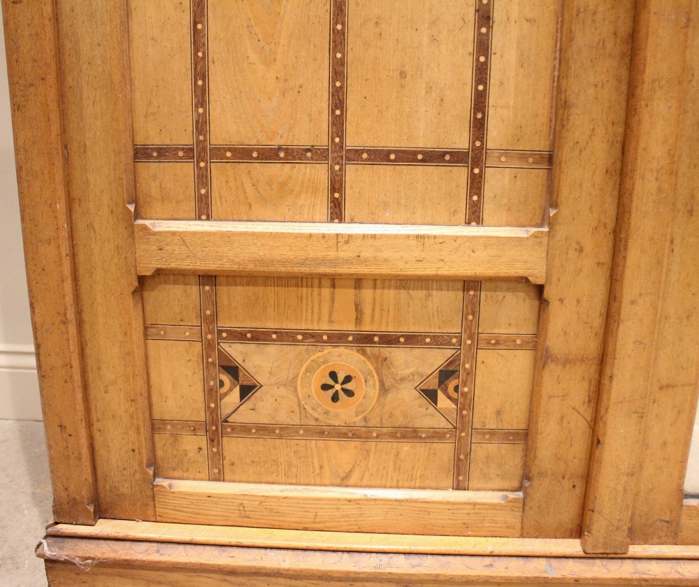 An Arts & Crafts Gothic Revival ash inlaid wardrobe, attributed to Charles Bevan, possibly - Image 3 of 9