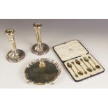 A cased set of six George V silver gilt and enamel coffee spoons , Mappin & Webb, Birmingham 1929,