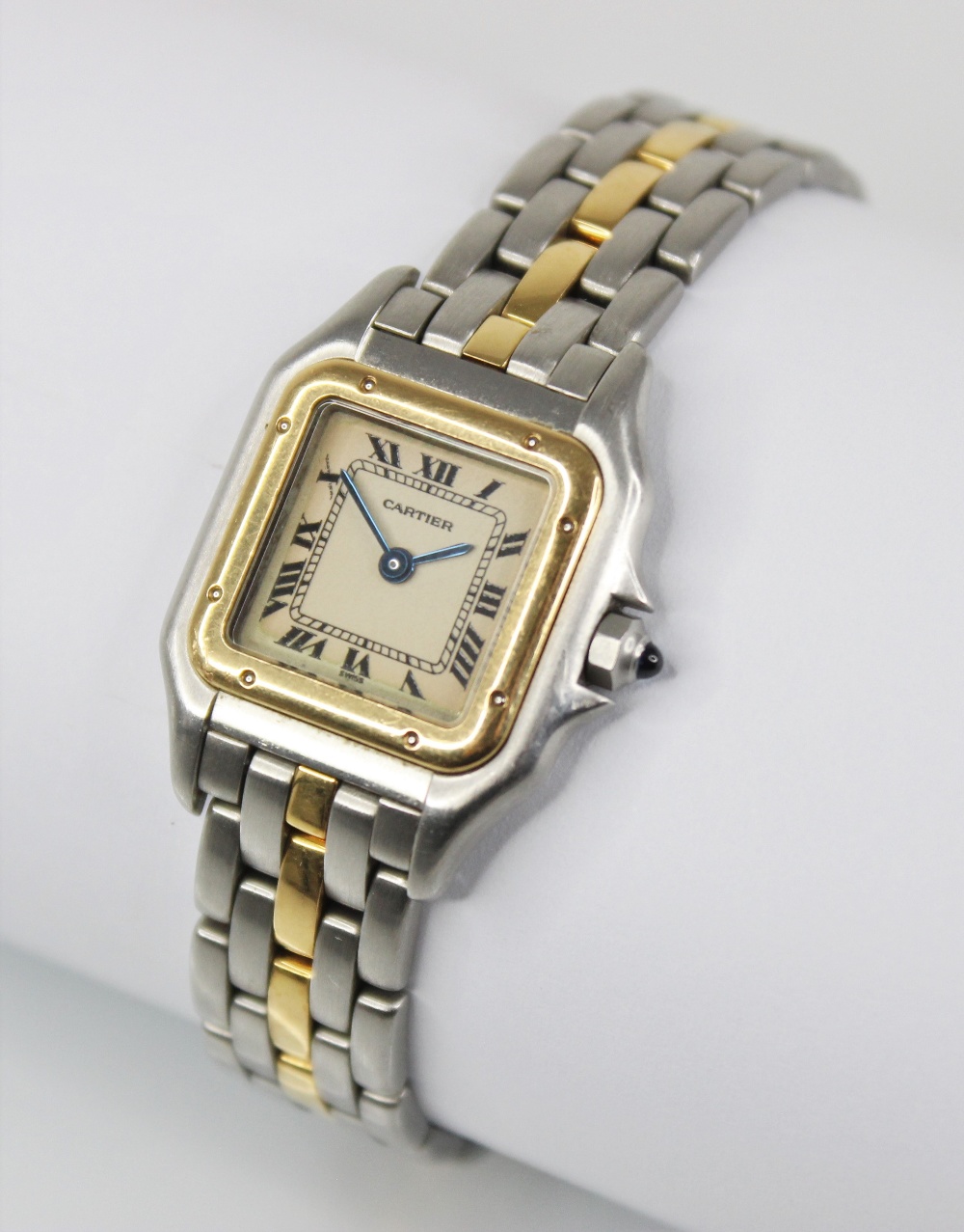 A Cartier bi-colour Panthere wristwatch, the square white dial with Roman numerals and inner seconds - Image 2 of 11