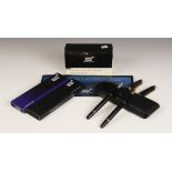 Two Mont Blanc Meisterstuck pens, comprising; a fountain pen, with 14k nib, and a ball point pen,