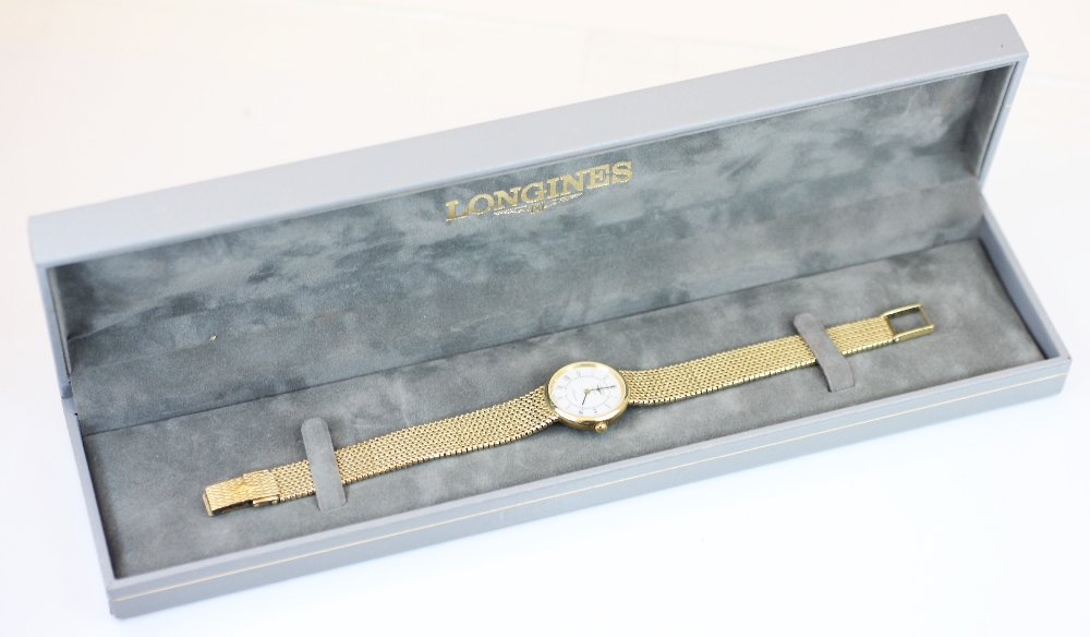A ladies Longines 9ct gold ladies wristwatch, the circular white dial with Roman numerals and - Image 4 of 4