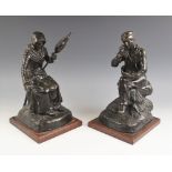 After George Maxim (French, 1885-1940), a pair of bronze patinated spelter figures, early 20th