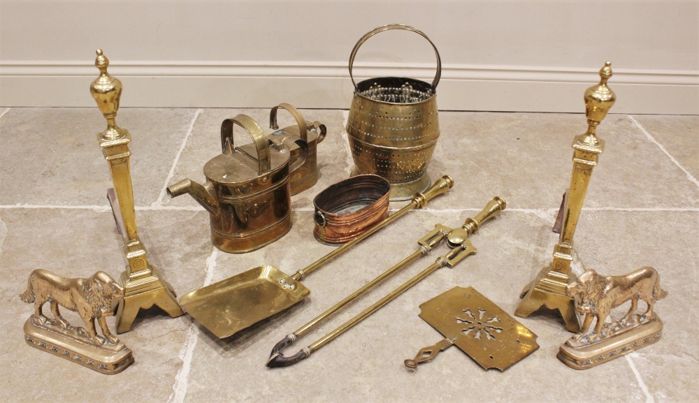 A 19th century live bait/eel brass bucket, of typical form, the pierced swelling body applied with a