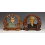 Two Mexican 'Fotoescultura' photographic and painted portraits, circa 1940, depicting a man and