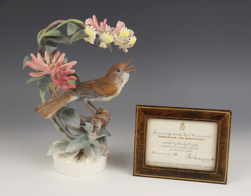 A Royal Worcester limited edition porcelain "Nightingale Daulias Luscinia And Honeysuckle",