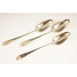 A set of three George III Old English pattern Scottish silver table spoons, probably Robert Keay