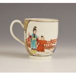 A Worcester porcelain coffee cup, circa 1765-1770, decorated in polychrome enamels in the Mandarin