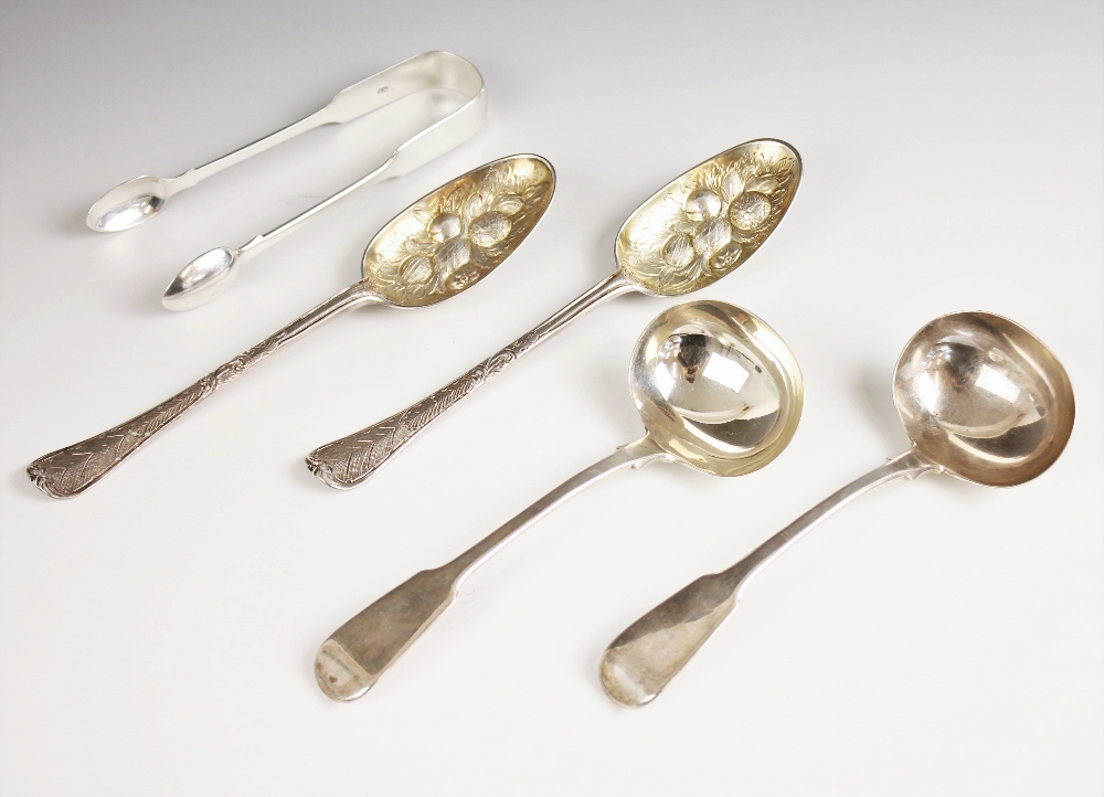 A pair of George I silver Hanovarian pattern spoons, stamped ‘IS’, London 1724, the bowls with later - Image 2 of 4