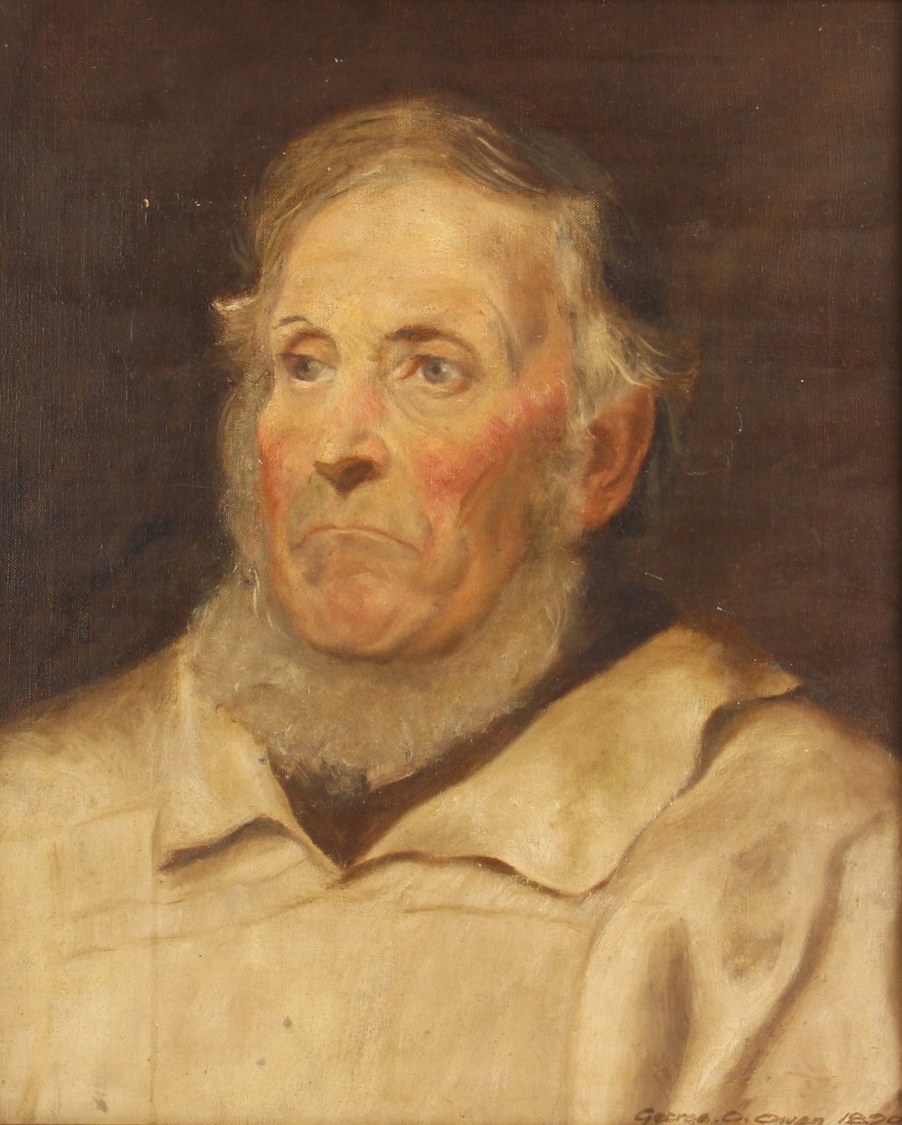 George O. Owen (English school, late 19th/early 20th century), Bust length portrait of a shepherd,