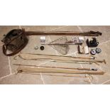 A selection of fishing equipment, to include an Alex Martin 5lb Standard 7ft two piece fishing