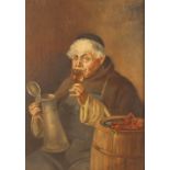Manner of Ernst Nowak (Austrian, 1851-1919), A friar imbibing with a pewter jug, Oil on board,