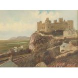 Welsh school (20th century), Landscape with Harlech Castle, Oil on board, Signed "W. Collins"