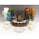 A Denby part coffee service in the "Arabesque" pattern, mid 20th century, comprising a coffeepot and
