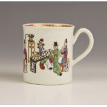 A Worcester porcelain coffee can, circa 1765, decorated in polychrome enamels with the Chinese