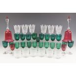 Six Royal Brierley cut glass wine glasses, each 16cm high (one at fault), with a matching set of six