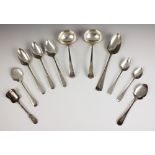 A pair of George III Scottish silver Old English pattern dessert spoons, Edinburgh 1788 (maker's