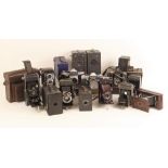 An extensive collection of vintage cameras and photographic equipment, to include a Praktica L SLR