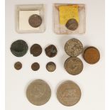 A Henry VIII half groat, with a William and Mary 1693 sixpence, six Roman and Byzantine coins, a