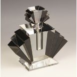 A mid-century onyx and clear glass 'Hollywood' scent bottle and stopper, of large fan shaped